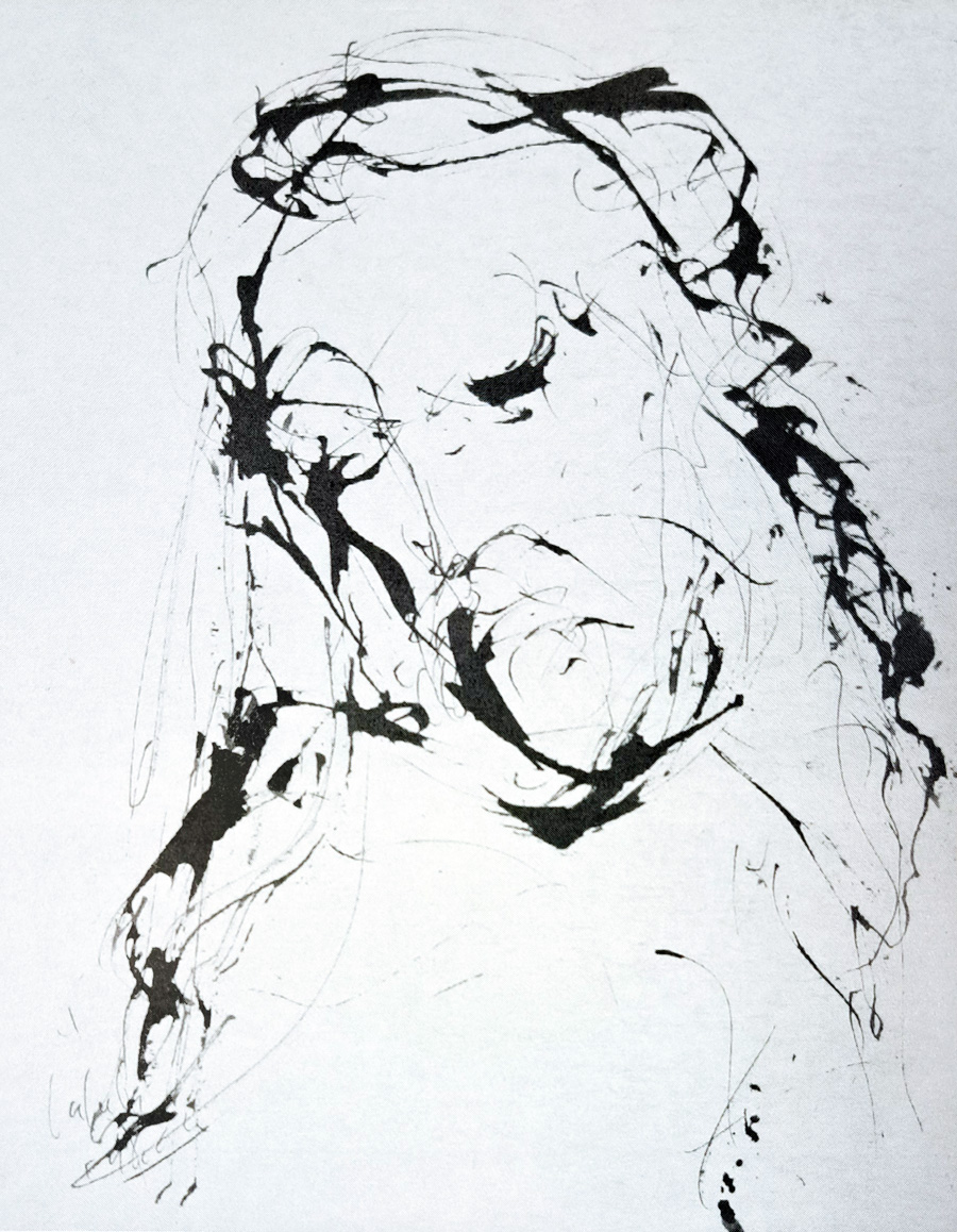Figura maschile, inchiostro su carta beige, 630x560