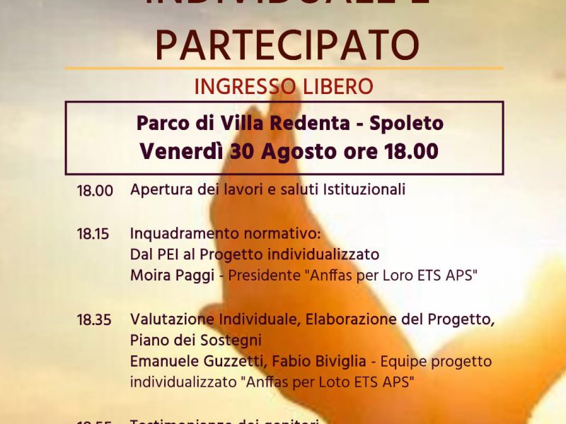 Seminario “Progetto di vita e individuale e partecipato” al Parco di Villa Redenta di Spello